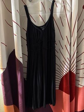 Black Sleeveless Midi Dress with V-Neck